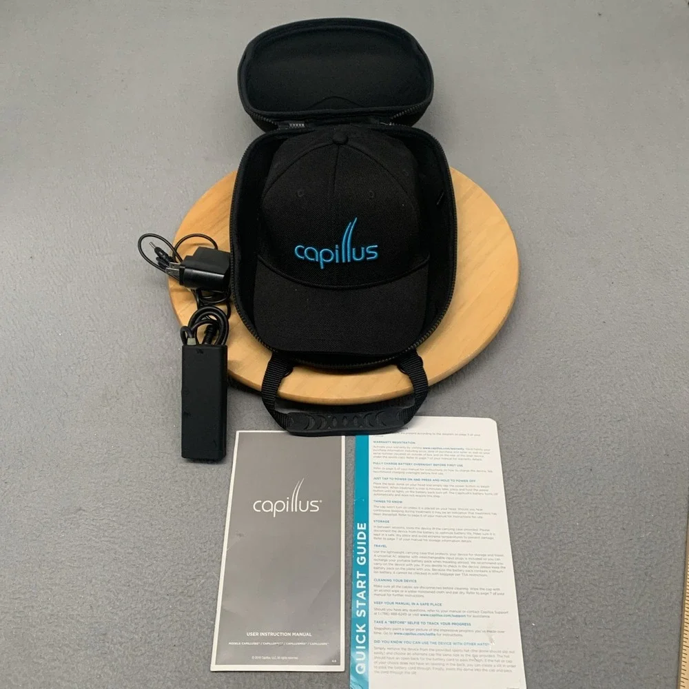 Capillus Plus 202 Laser Hair Regrowth Cap FDA Cleared LLLT Hat Case Booklet Open